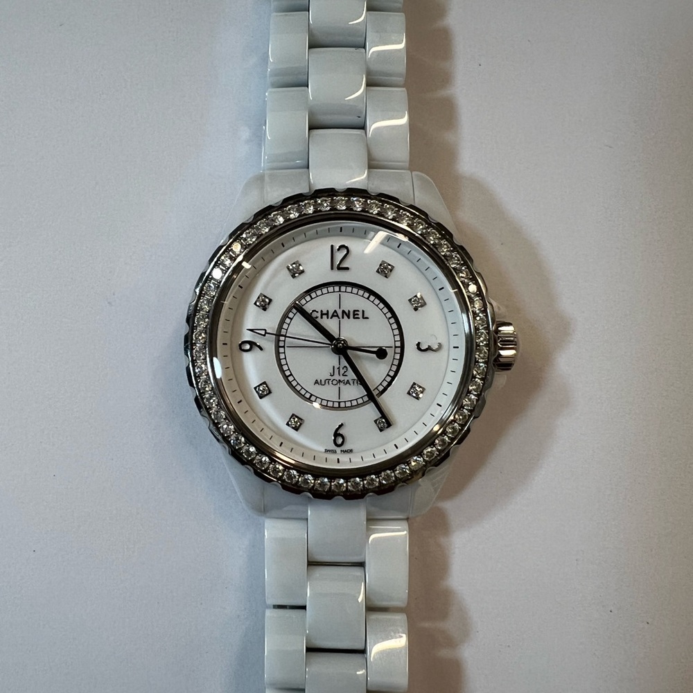 Chanel J12 White Ladies Diamond Bezel Watch